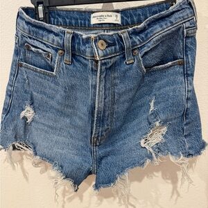 Abercrombie & Fitch Distressed Blue Jean Shorts
